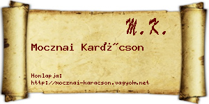 Mocznai Karácson névjegykártya